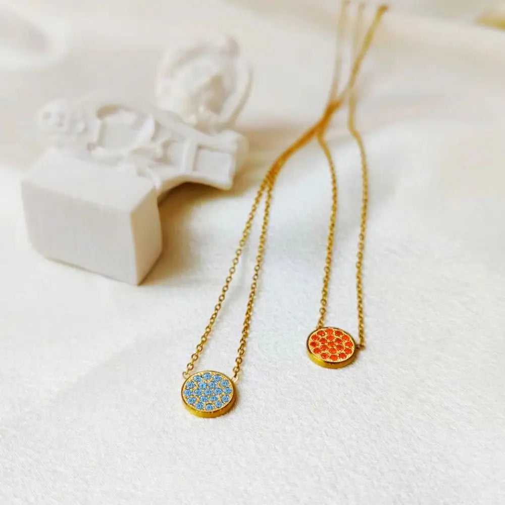 BowLift | Dainty Diamond Speckled Birthstone Circle Necklace