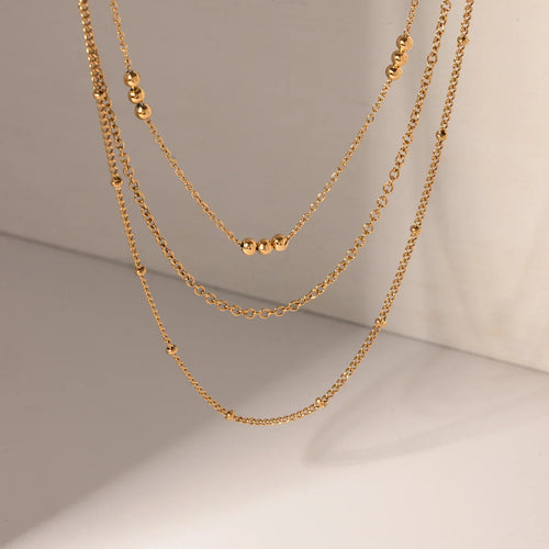 BowLift | 18k Dainty Triple Satellite Necklace Stack
