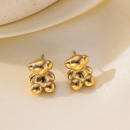 BowLift | Cute Bear Pendant Necklace and Earring Set for Women – Waterproof Stainless Steel Jewelry Gift