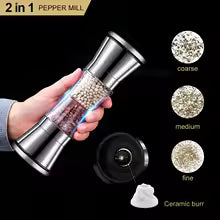BowLift | 2-in-1 Spice Mill SPICURA DuoMill | Stainless Steel Double Mill for Salt & Pepper | Manual & Stylish