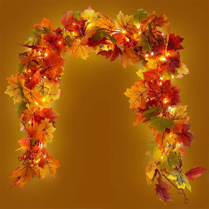BowLift | Aurelia Autumn Wreath | Artificial Maple Leaf Garland | 200 cm | Decor for Home & Garden