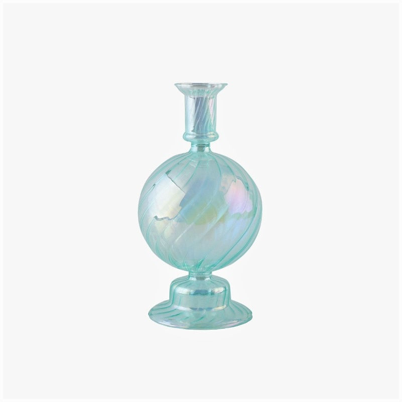Ribbed Glass Candleholders - Mermaid | Bowlift