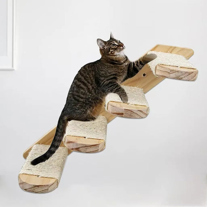 Cat climbing ladder for wall mounting made of wood with sisal Bowlift