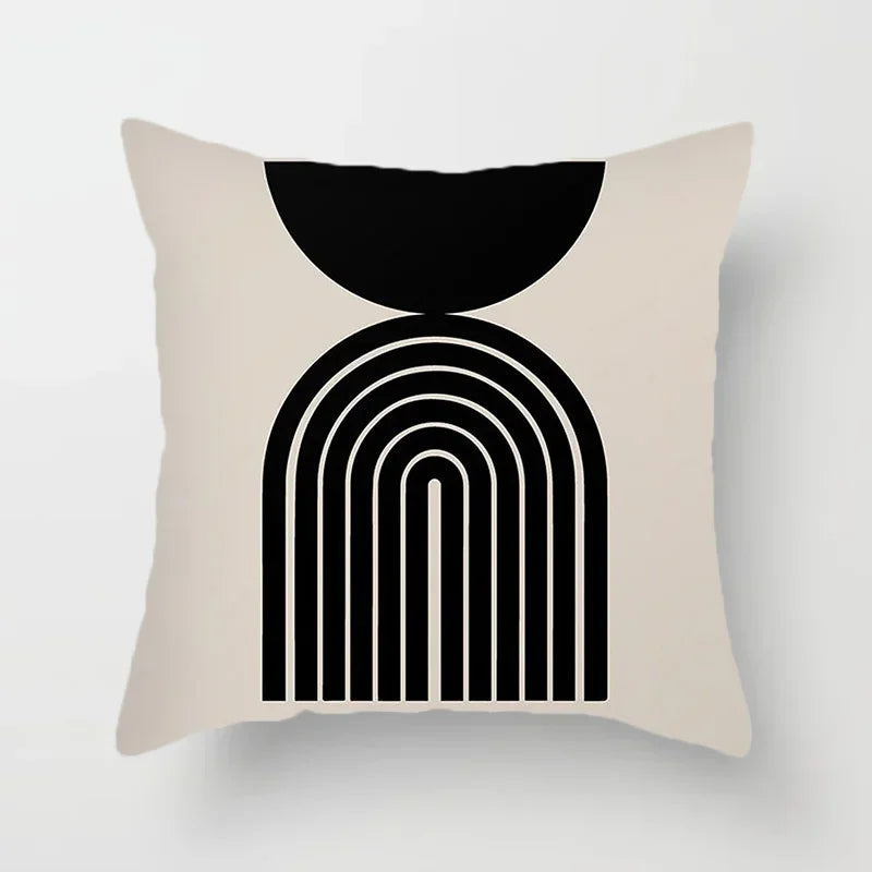 BowLift | Aurum Cushion Cover - Modern Black-White Cushion Cover with Abstract Art Print