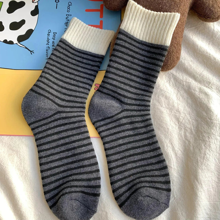 BowLift | WollHerz Women's Wool Socks | Autumn & Winter | Thick & Warm | Ribbed Design | Solid & Stripes