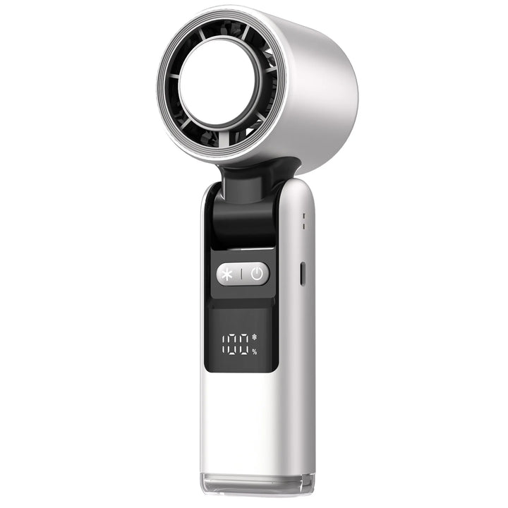 Mini handheld fan with 100 wind levels and digital display | Bowlift