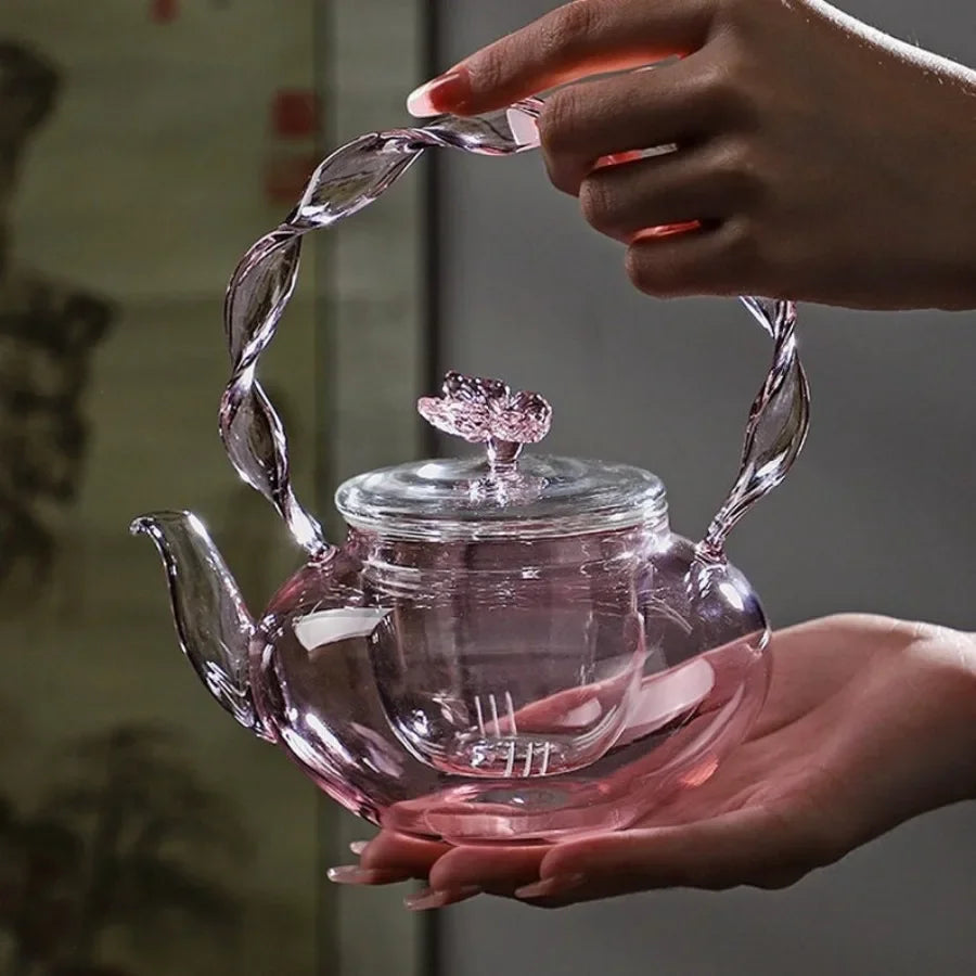 BowLift | Floral Lid Design Tea Infuser Glass Teapot