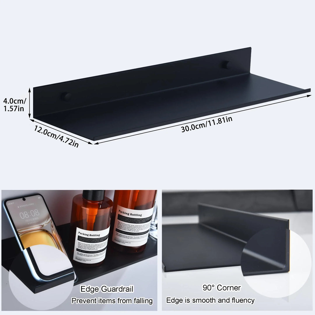 BowLift | Metallura | Wall shelf made of metal | Floating shelf 30/40/50 cm | Space-saving storage for bathroom, kitchen & bedroom