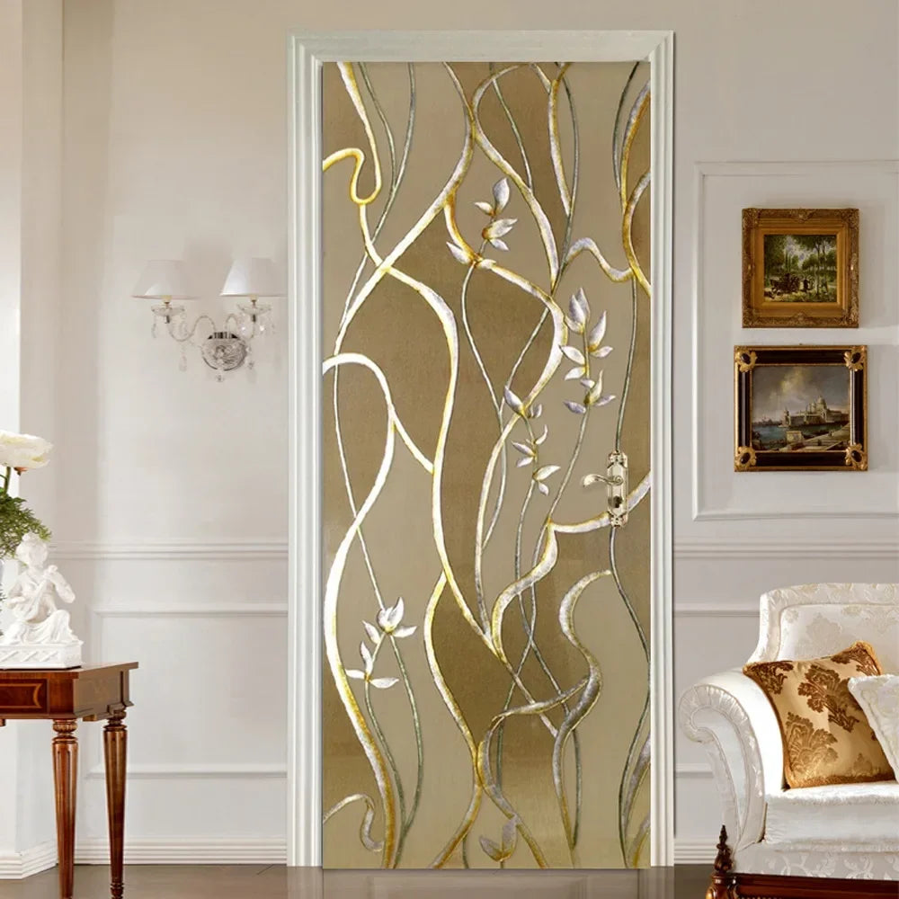 Modern Abstract Pearl Geometric Door Sticker Mural Removable PVC Vinyl Peel N Stick Wall Art Mural Decal For Interior Doors Creative DIY Home Decor | Bowlift