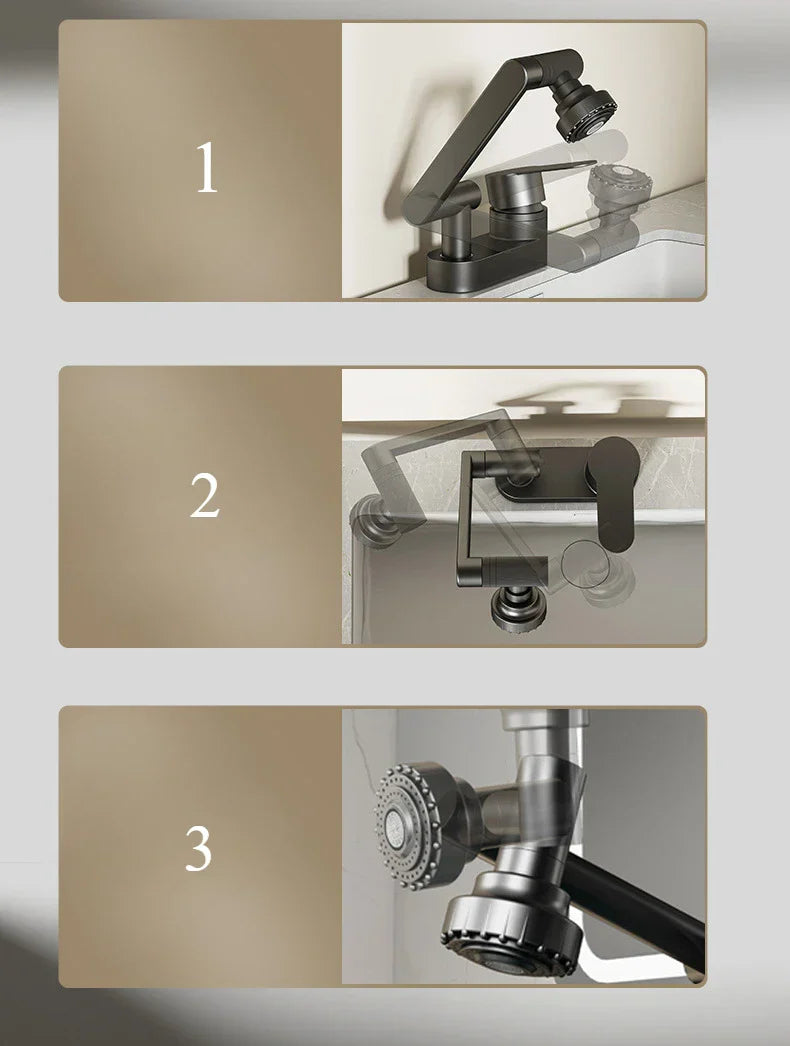 Aqua Twist Duo-Flex Basin Mixer – 360° swiveling two-hole faucet for hot and cold water Bowlift