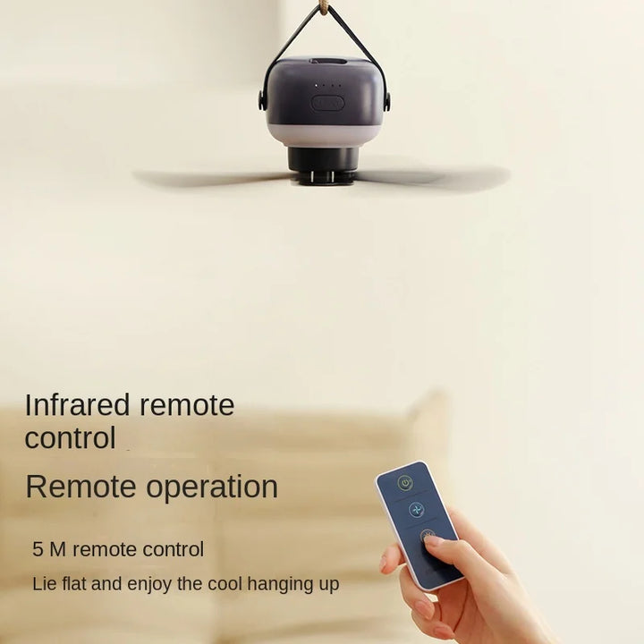 Portable Wireless Mini Ceiling Fan – USB Fan with Remote Control, Stand, Night Light for Home, Outdoor & Camping | Bowlift