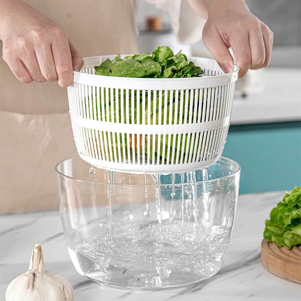 BowLift | SpinFresh Salad Spinner 3L with Lid | One-Hand Operation & Non-Slip Base | Salad Washer & Dryer for Vegetables & Fruits | BPA-Free & Practical