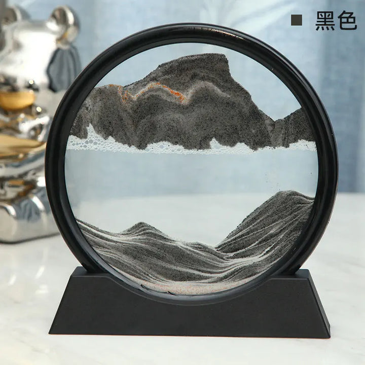 BowLift | 3D Sand Picture Aurelia Flow | Moving Sand Art in Glass | Relaxation & Decoration | Round Design