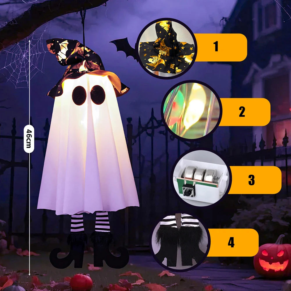 BowLift | Glow Ghost SpookyShine | LED Hanging Ghosts | Halloween Decoration | Indoor & Outdoor | 1/2/3 Pieces