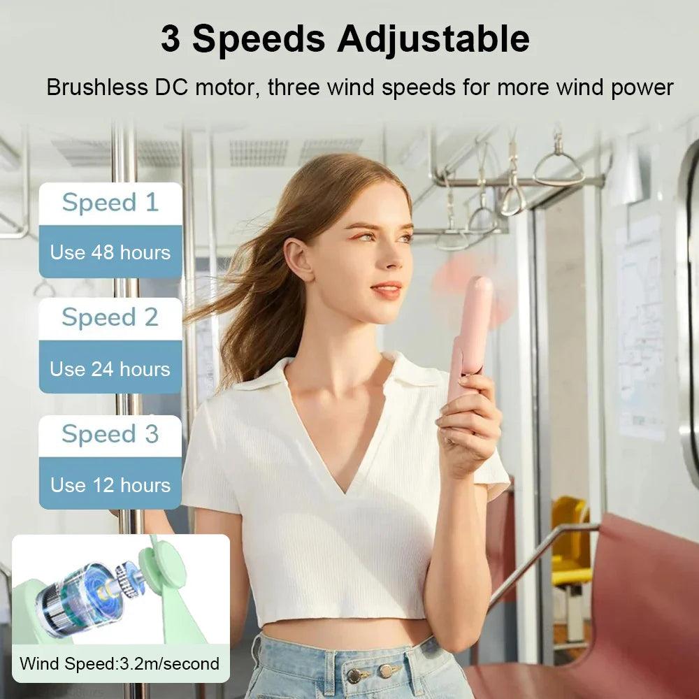 Portable Mini Handheld USB Fan – Rechargeable Folding Pocket Fan with Battery, Cooling Hand Fan and Power Bank Function | Bowlift