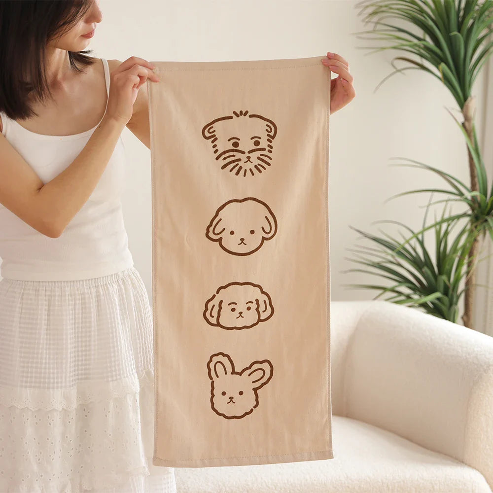 Puppy Illustration Cotton Towel – Cute & Soft Face Towel | Bowlift