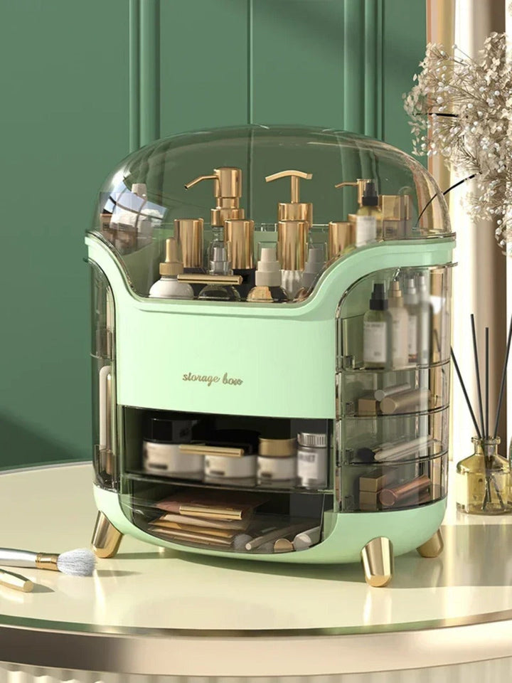 Luxury Transparent Makeup Organizer with Rotating Doors and Drawers | Bowlift