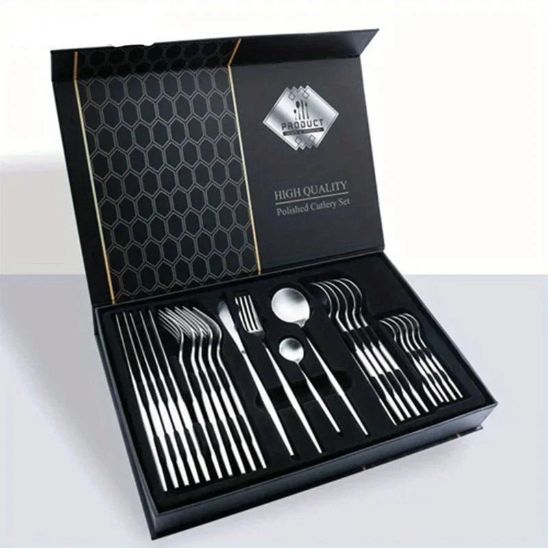 BowLift | Golden Cutlery Set Luxury – 24-Piece For Stylish Dining Experience