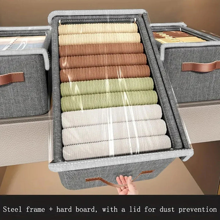 BowLift | Storage box with lid | Stackable | With handle | 47x28x20 cm
