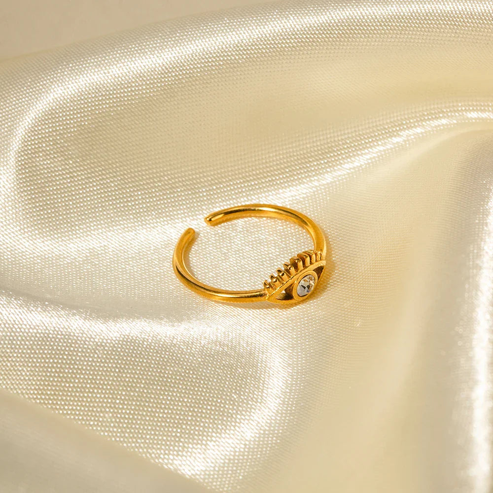 BowLift | Adjustable 18k Diamond Center Evil Eye Ring