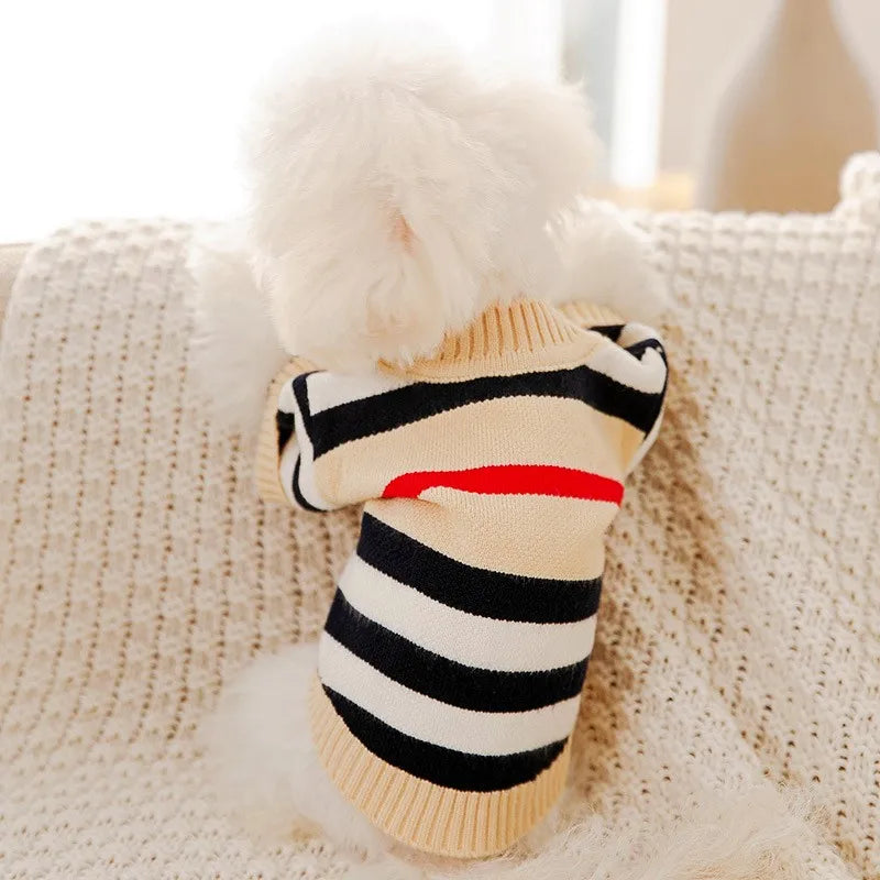 Dog cardigan made of knit warm and striped Bowlift
