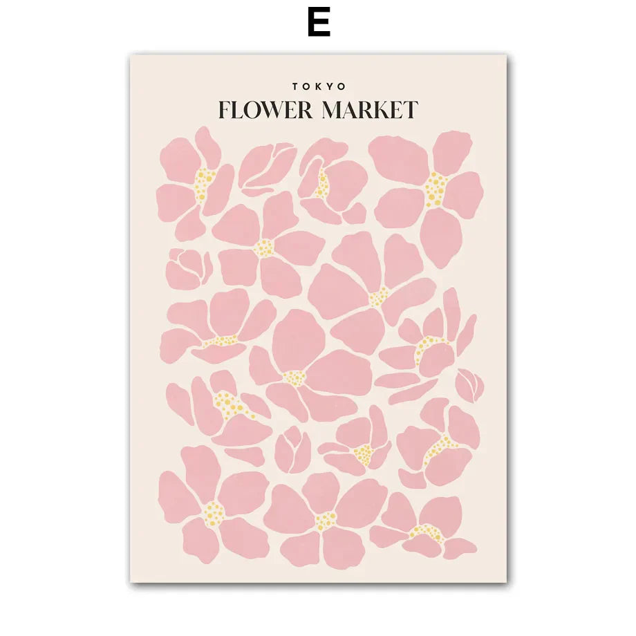 Pink Lavender Daisy Flower Market Posters Wall Art Fine Art Canvas Prints Pastel Floral Pictures For Living Room Bedroom Art Decor | Bowlift