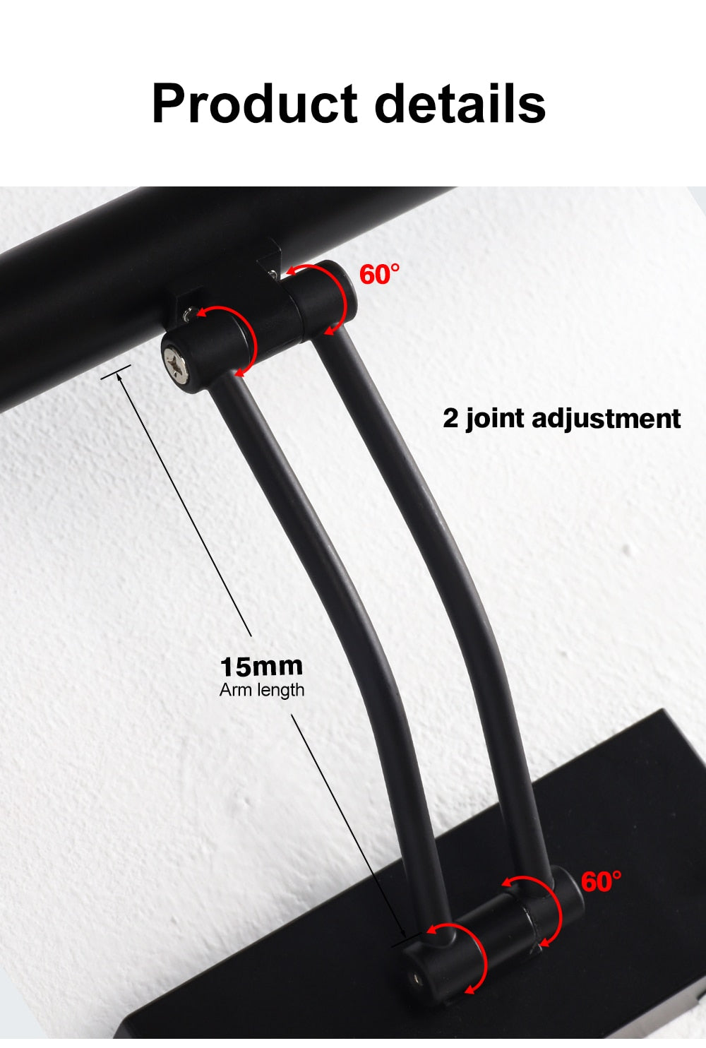 BowLift | 80-100cm LED wall lamp - Modern black/silver wall light for the bathroom, internally mounted picture light