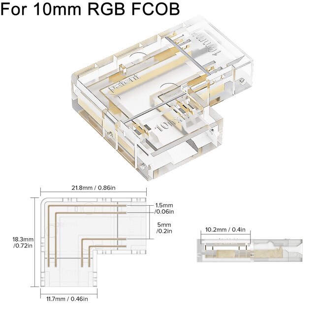 BowLift | L Shaped Transparent LED Strip Connector