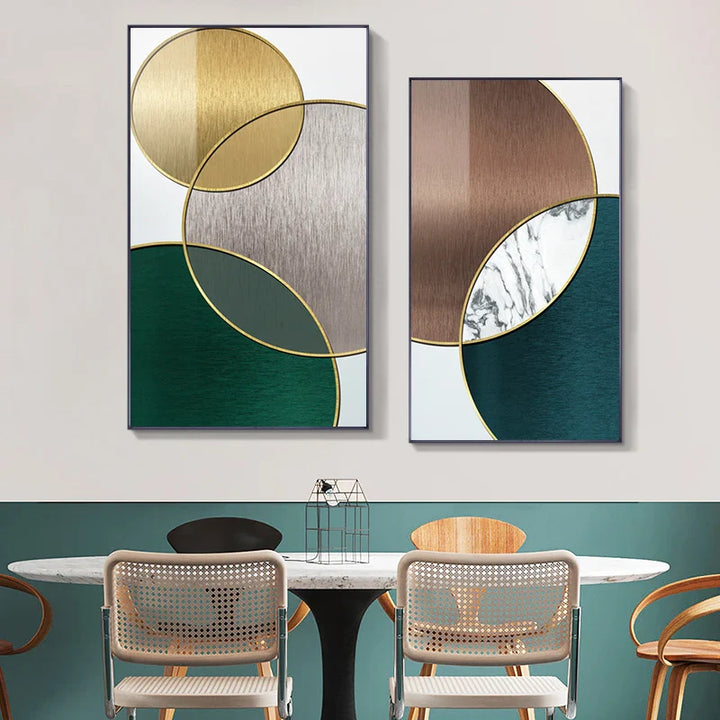 Modern Abstract Geometric Circles Wall Art Fine Art Canvas Prints Pictures For Luxury Living Room Dining Room Hotel Bedroom Home Office Art Decor | Bowlift