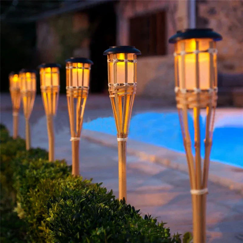 BowLift | Solar Torch 5-Piece Set | Flame Effect LED Garden Lights | Solar Powered | Decorative Light for Outdoors
