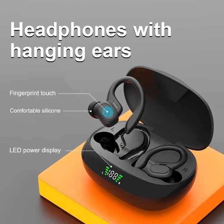 BowLift | SP16 True Wireless Earbuds with Ear Hooks, Waterproof Sports Headphones with Mic and HiFi Stereo Sound