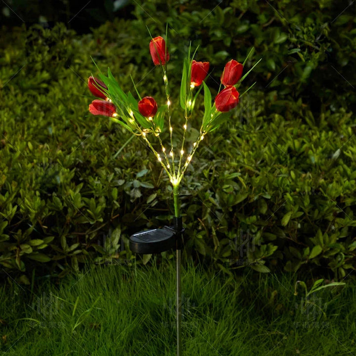 BowLift | GlowPetal Solar tulip | Decorative light for garden & balcony | LED light & weatherproof | Tulip shape with solar panel
