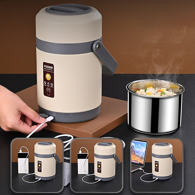 BowLift | USB Heated Lunch Box | 304 Stainless Steel, Portable Food Warmer