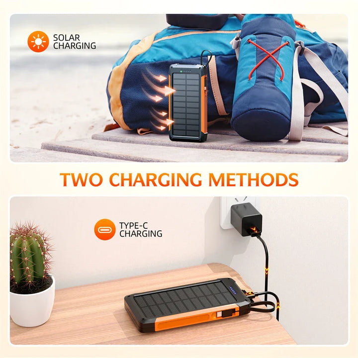 BowLift | Voltaris MagCharge Solar Powerbank 10000mAh | Magnetic Wireless Charging | 22.5W Fast Charging Function | With Cable & Flashlight | For iPhone, Samsung & Co.