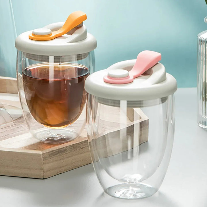 BowLift | Leak-Proof Double Wall Glass Transparent Mug