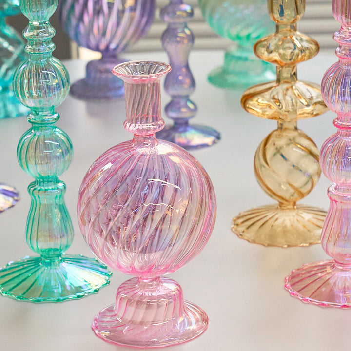 Ribbed Glass Candleholders - Mermaid | Bowlift