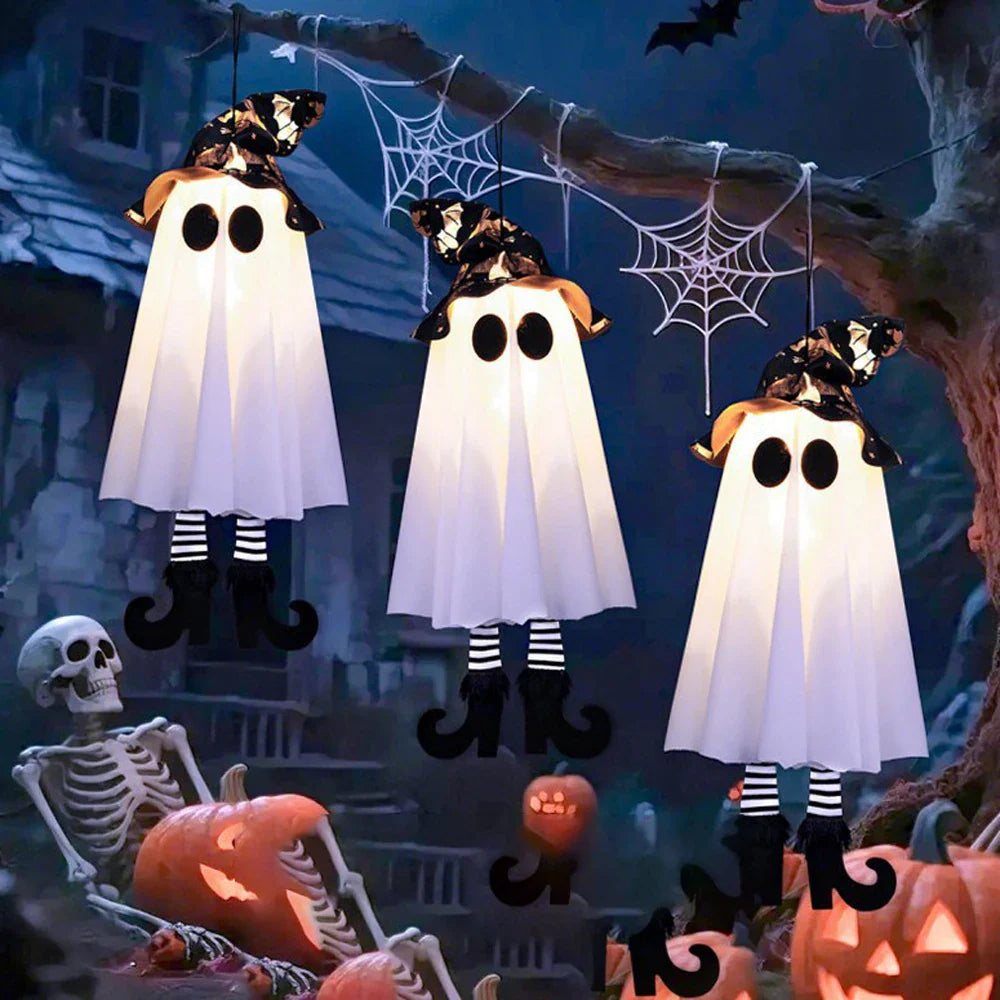BowLift | Glow Ghost SpookyShine | LED Hanging Ghosts | Halloween Decoration | Indoor & Outdoor | 1/2/3 Pieces
