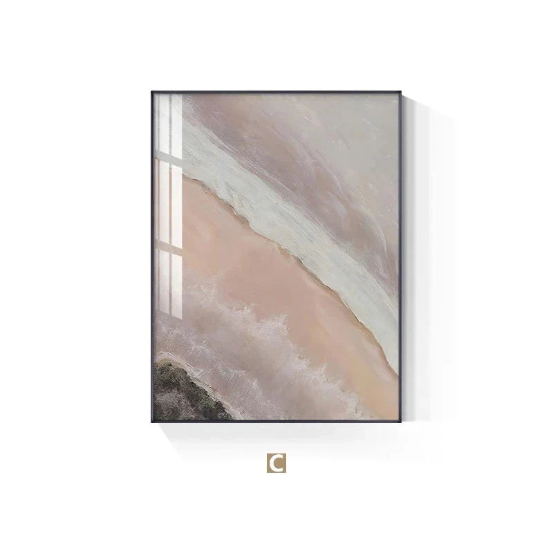 Neutral Shades Pink Abstract Ocean Shoreline Wall Art Fine Art Canvas Prints Minimalist Pictures For Living Room Bedroom Art Decor | Bowlift