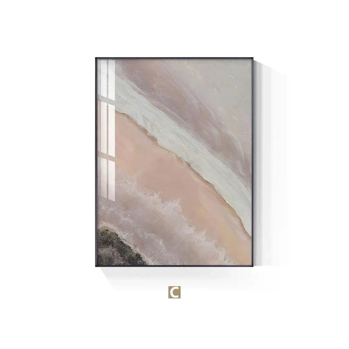 Neutral Shades Pink Abstract Ocean Shoreline Wall Art Fine Art Canvas Prints Minimalist Pictures For Living Room Bedroom Art Decor | Bowlift
