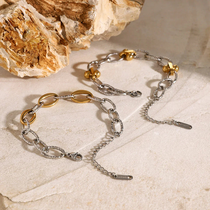 BowLift | Classy Two Tone Textured Silver Bracelet
