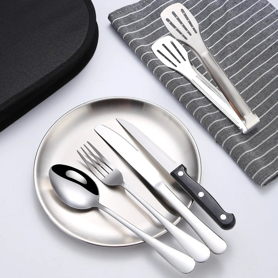 BowLift | TrailMate Outdoor Cutlery Set | Compact & Durable 10-Piece Set | Stainless Steel for Adventures