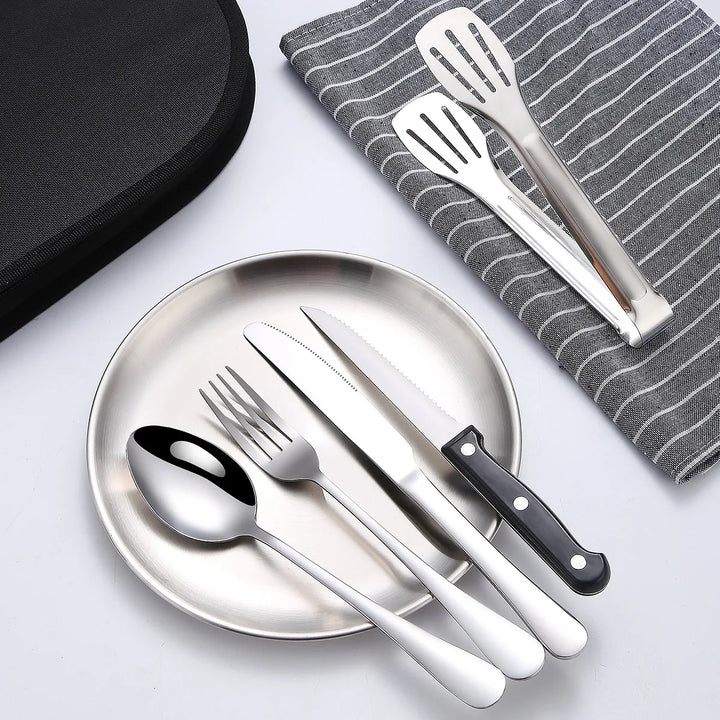 BowLift | Camping Cutlery Set Silviora Gear | 10/20-piece | Stainless Steel | For Outdoor, Picnic & Travel