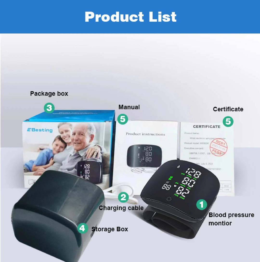 BowLift | Digital Wrist Blood Pressure Monitor with LCD Display – PulseTrack