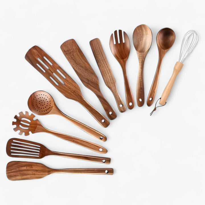 BowLift | 11 Piece Kitchen Utensil Set of Wood