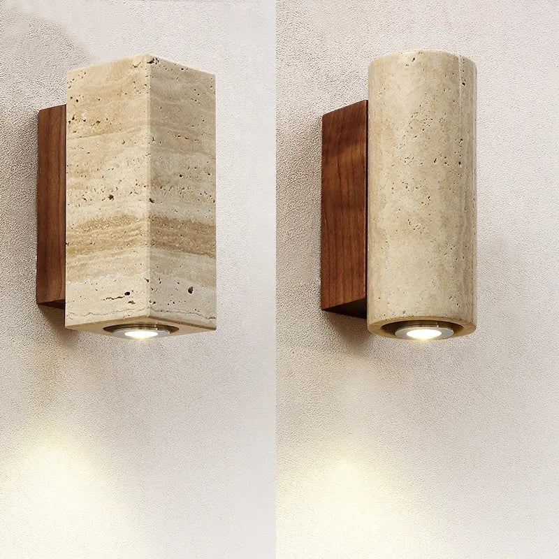 BowLift | Modern Natural LED Wall Lamp made of Travertine