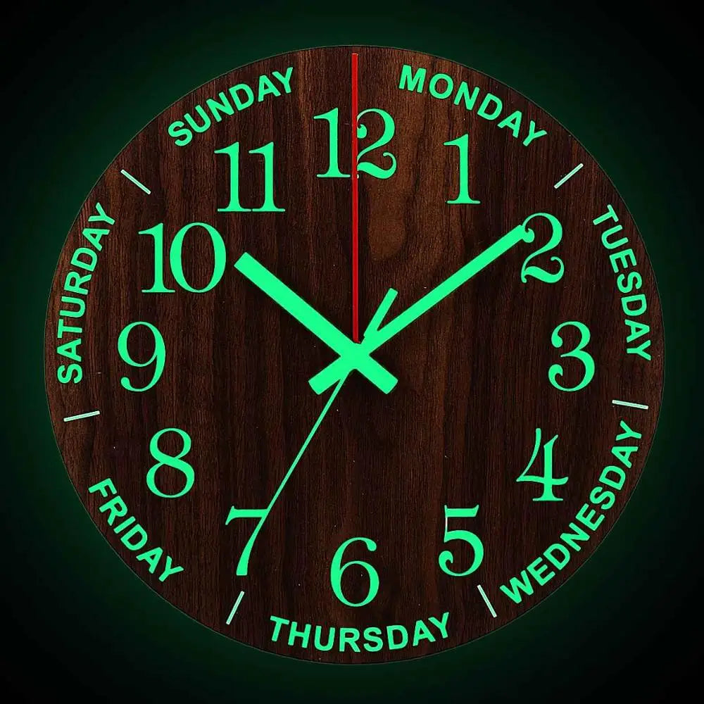 GlowClock – Luxe Wooden Wall Clock with Night Light Bowlift
