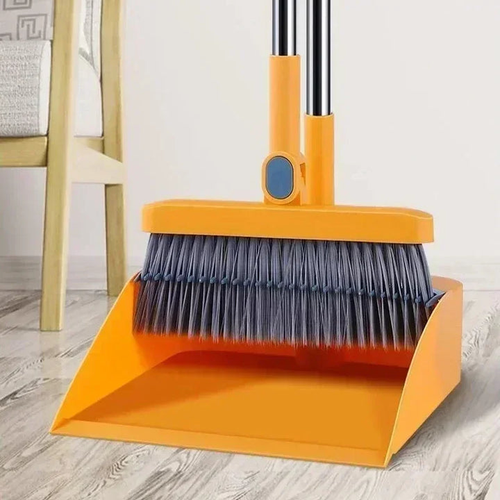 BowLift | Compacte Veegbezem- en Veegschopset met Haarverwijdering en Opvouwbare Schop