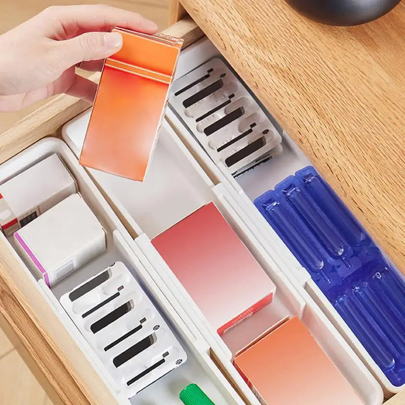 BowLift | FlexiSort Cutlery Tray | Expandable Cutlery Organizer | Flexible & Space-Saving | White