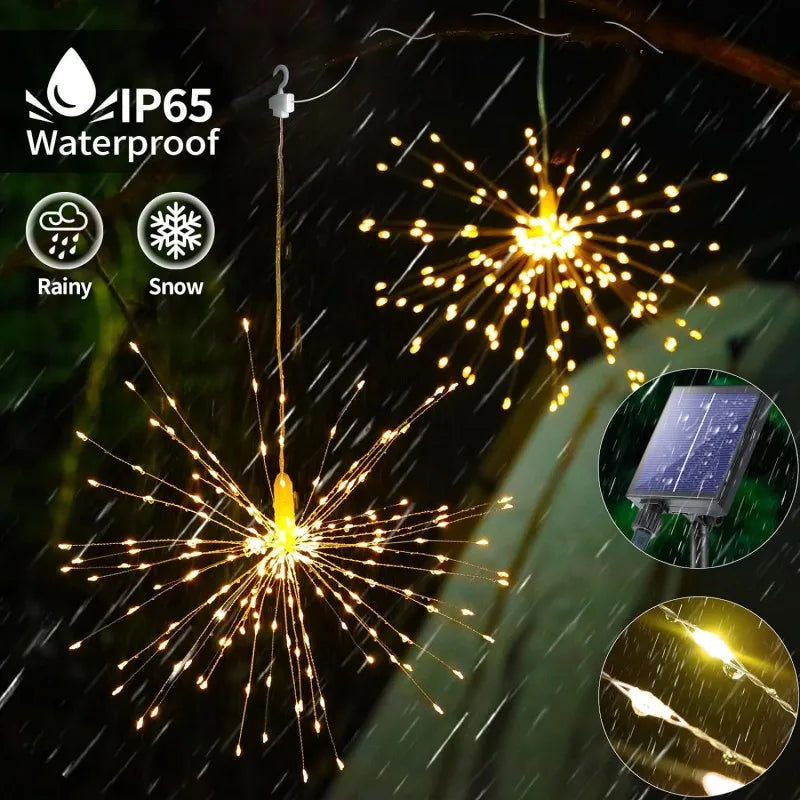BowLift | Lunaris Solar Fireworks Fairy Lights | 5×90 LEDs | 8 Modes & Remote Control | IP65 Waterproof | Garden, Terrace & Christmas