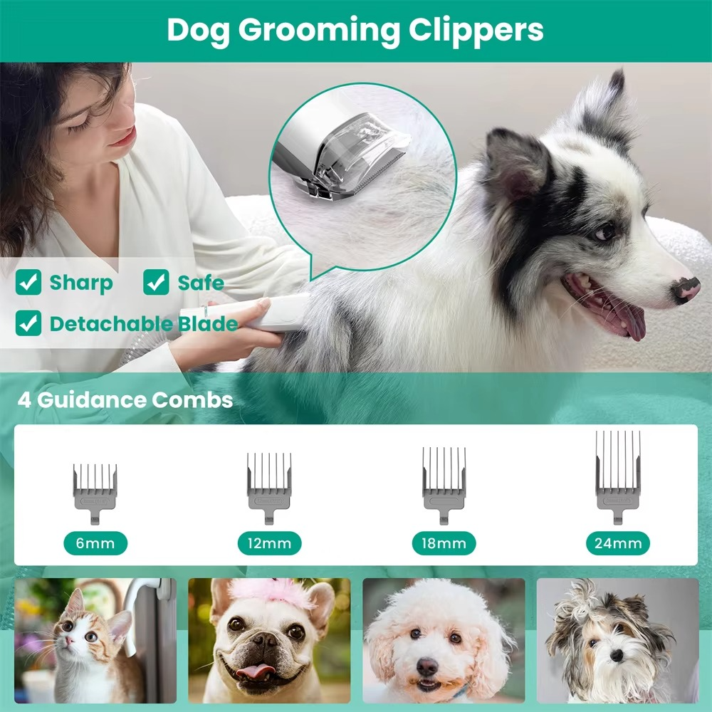 BowLift | 5-in-1 Dog Grooming Vacuum Kit – Low Noise Pet Hair Remover with Deshedding Tools & Dust Cup